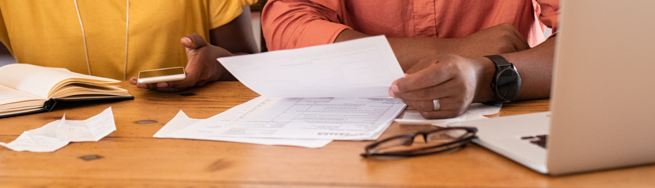 Couple looking at documents
