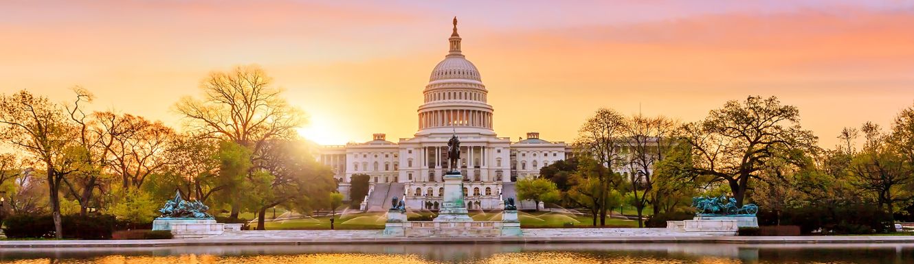 United States Capitol Building at sunrise.