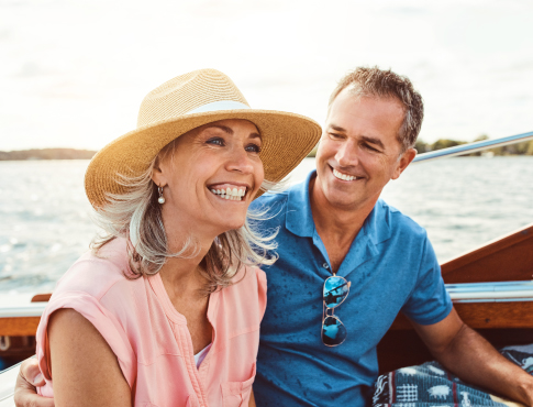 Mature couple on a boat