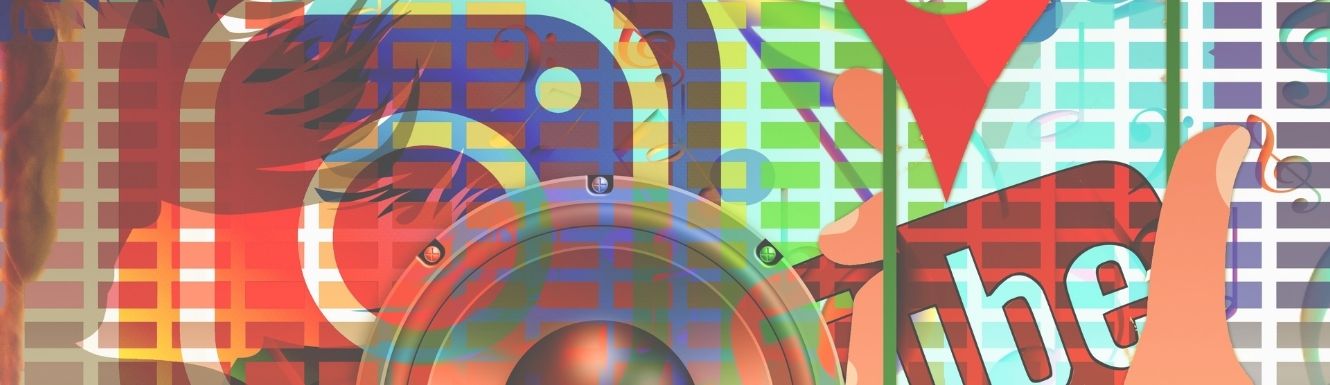 Collage image of social media and internet icons